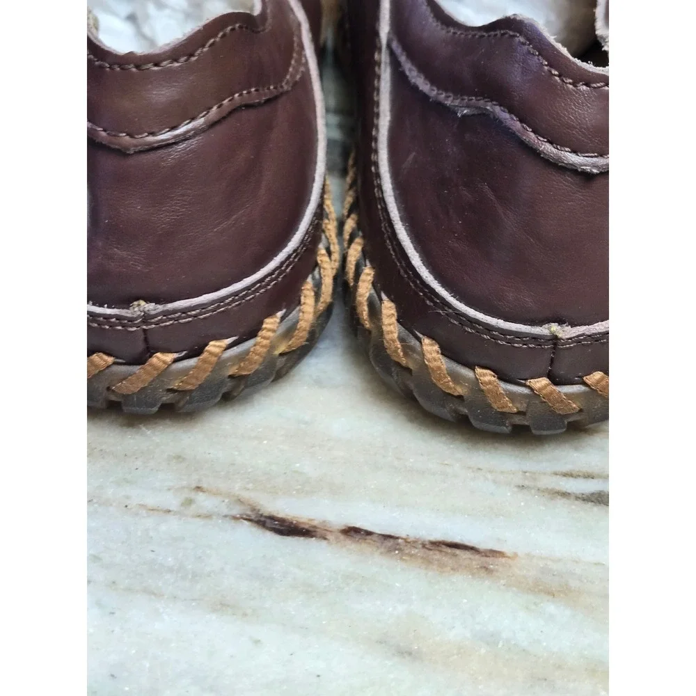 Dohko Mens Brown Leather Driving Loafers Slip On Whipstitch Moc Toe Shoes 9.5